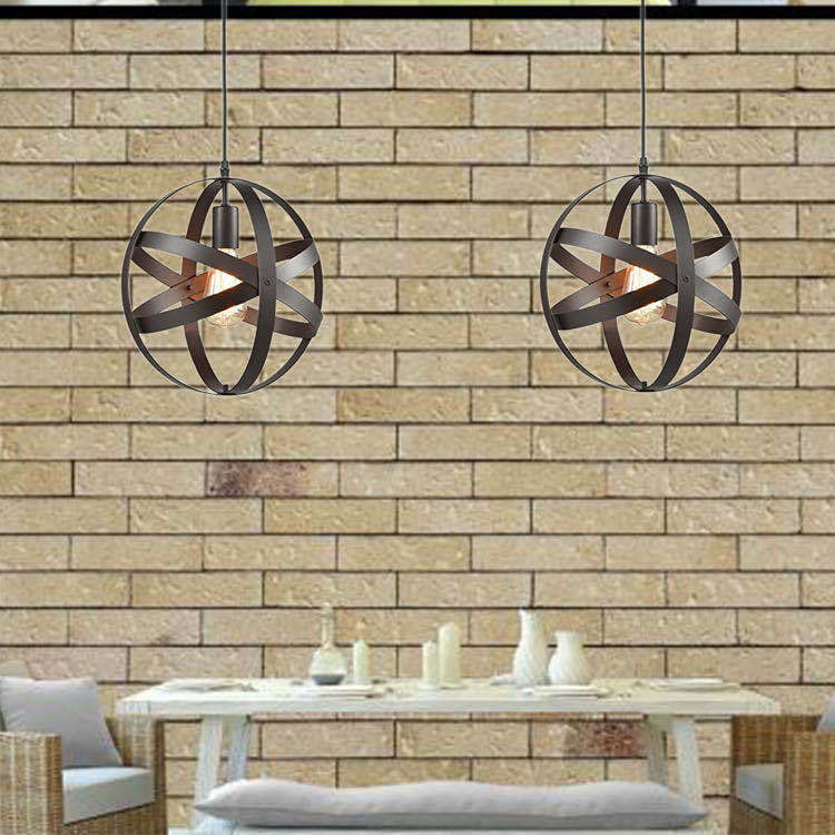 Traditionelle Vintage Globe Iron 1-Light Pendelleuchte für Wohnzimmer 