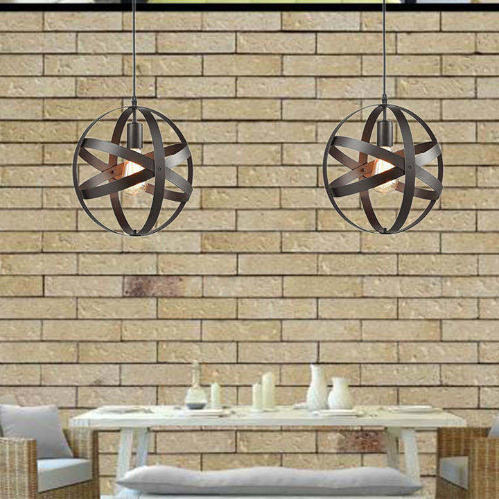 Traditionelle Vintage Globe Iron 1-Light Pendelleuchte für Wohnzimmer 