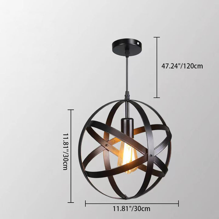 Traditionelle Vintage Globe Iron 1-Light Pendelleuchte für Wohnzimmer 