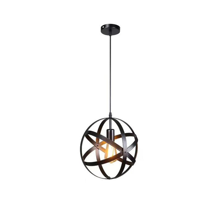 Traditionelle Vintage Globe Iron 1-Light Pendelleuchte für Wohnzimmer 