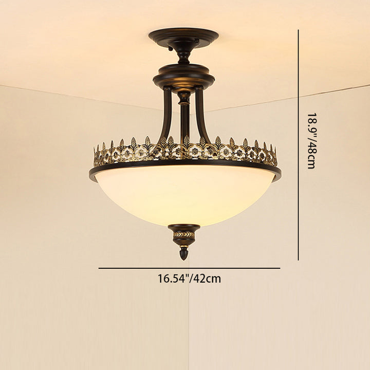 Lustre traditionnel vintage rond en fer et verre à 3 lumières pour salon 