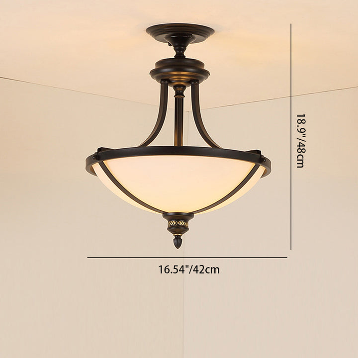 Lustre traditionnel vintage rond en fer et verre à 3 lumières pour salon 
