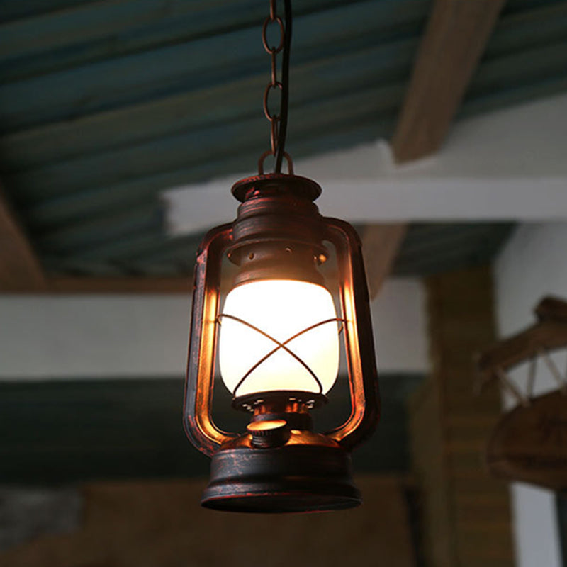 Zeitgenössische industrielle Zylinder Eisen Glas 1-Licht Pendelleuchte für Wohnzimmer 