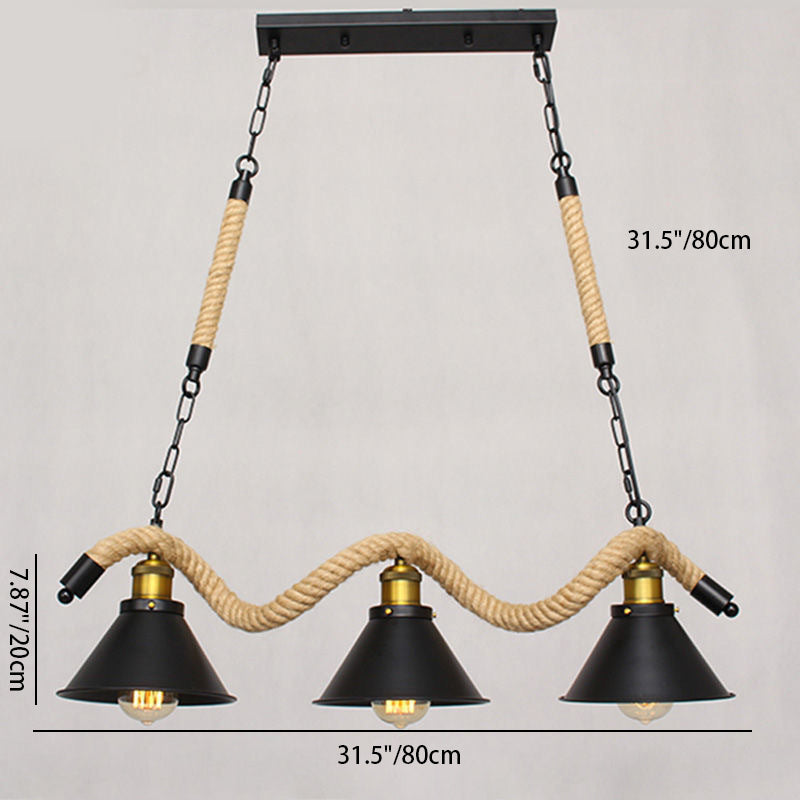 Traditional Vintage Dome Iron Rope 3/5-Light Island Light Chandelier Light For Living Room