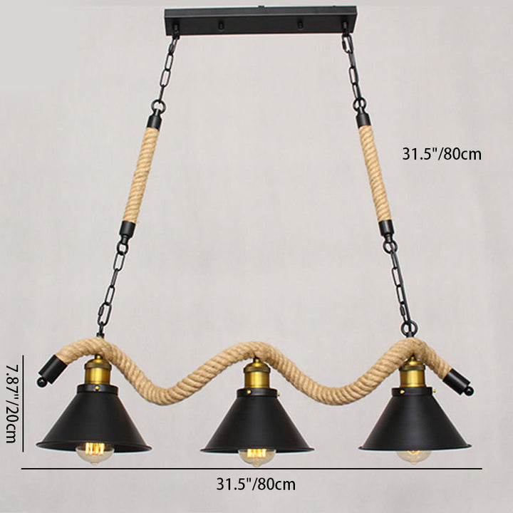 Traditional Vintage Dome Iron Rope 3/5-Light Island Light Chandelier Light For Living Room