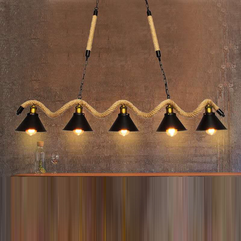 Traditional Vintage Dome Iron Rope 3/5-Light Island Light Chandelier Light For Living Room