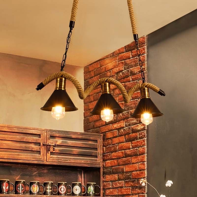 Traditional Vintage Dome Iron Rope 3/5-Light Island Light Chandelier Light For Living Room