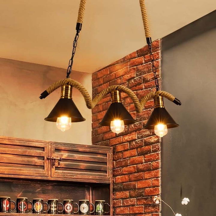 Traditional Vintage Dome Iron Rope 3/5-Light Island Light Chandelier Light For Living Room