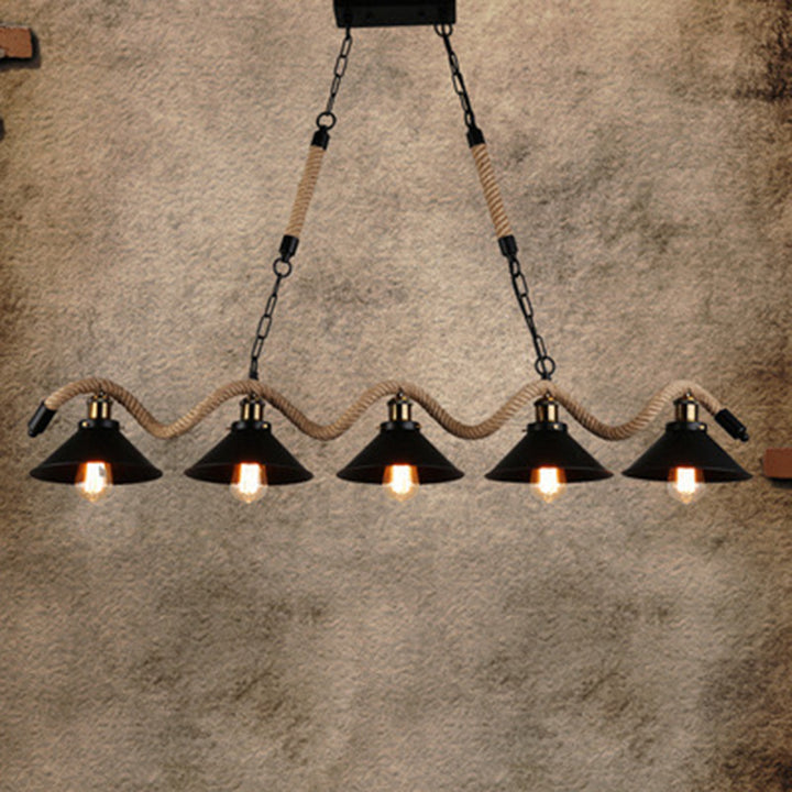 Traditional Vintage Dome Iron Rope 3/5-Light Island Light Chandelier Light For Living Room