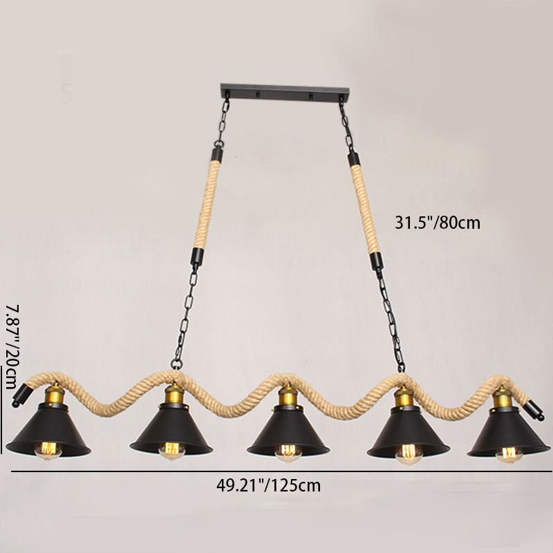 Traditional Vintage Dome Iron Rope 3/5-Light Island Light Chandelier Light For Living Room