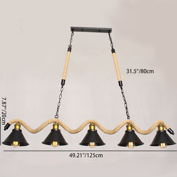 Traditional Vintage Dome Iron Rope 3/5-Light Island Light Chandelier Light For Living Room