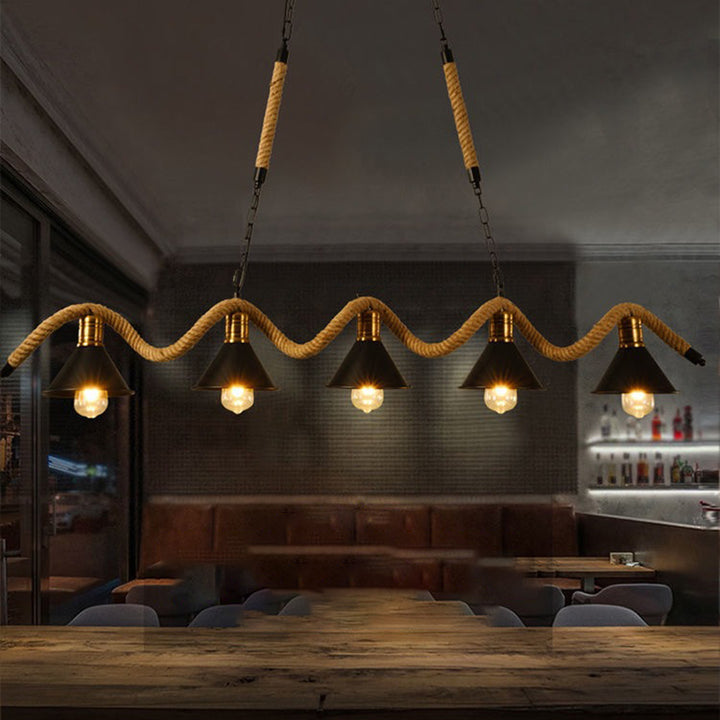 Traditional Vintage Dome Iron Rope 3/5-Light Island Light Chandelier Light For Living Room