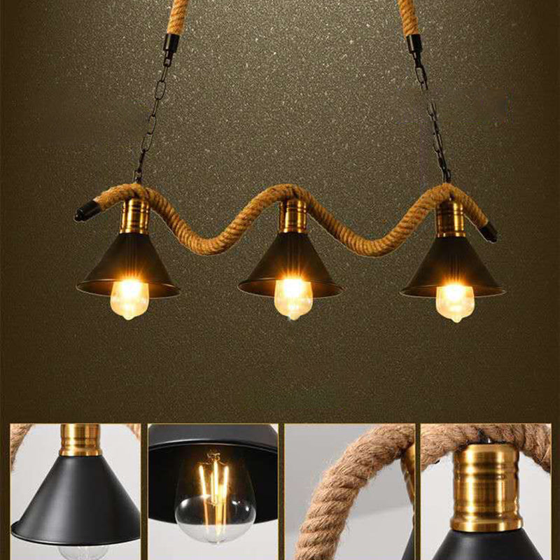Traditional Vintage Dome Iron Rope 3/5-Light Island Light Chandelier Light For Living Room