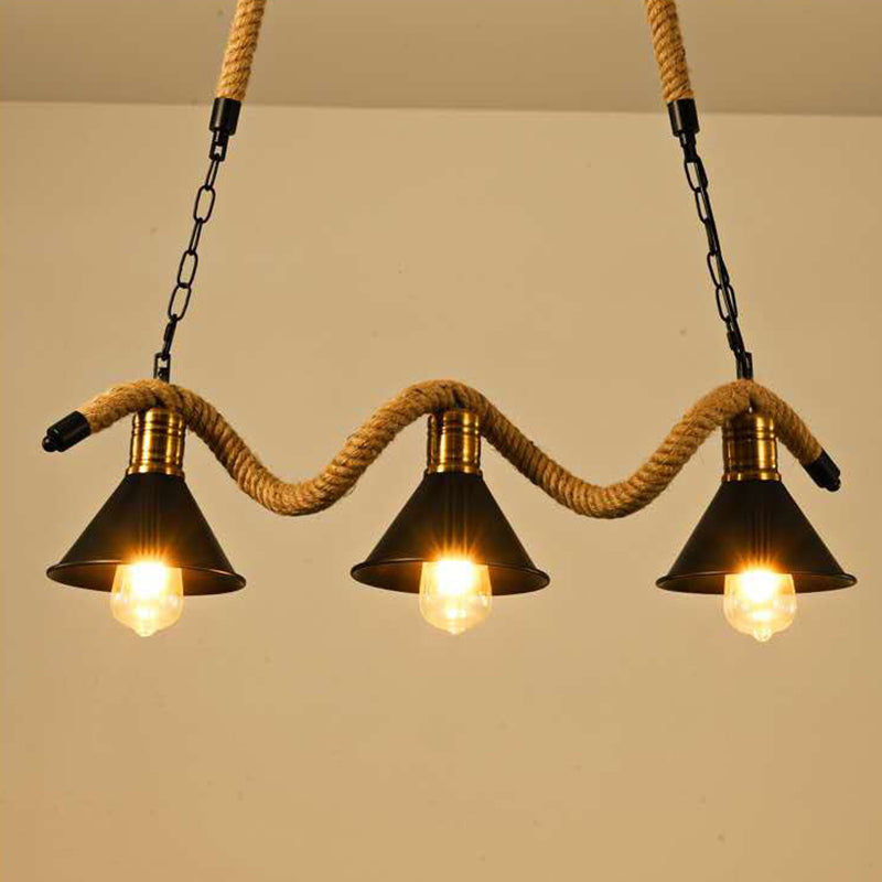 Traditional Vintage Dome Iron Rope 3/5-Light Island Light Chandelier Light For Living Room