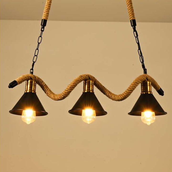 Traditional Vintage Dome Iron Rope 3/5-Light Island Light Chandelier Light For Living Room