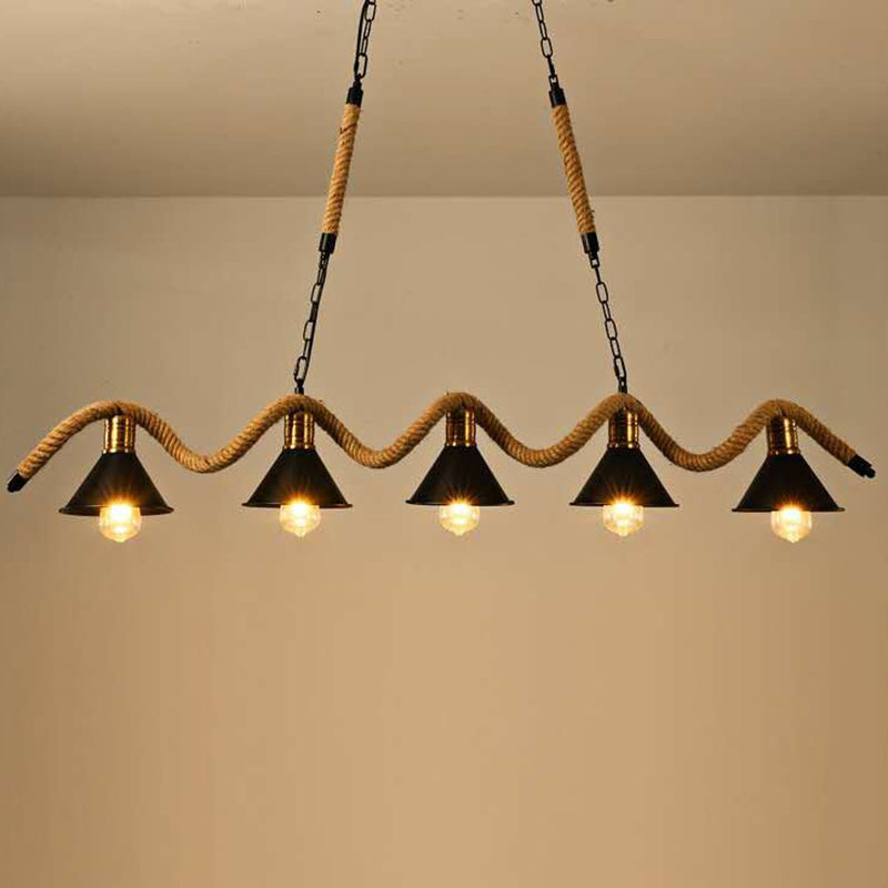Traditional Vintage Dome Iron Rope 3/5-Light Island Light Chandelier Light For Living Room