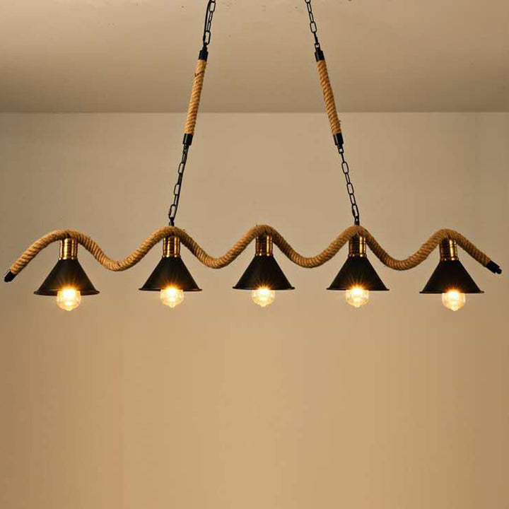 Traditional Vintage Dome Iron Rope 3/5-Light Island Light Chandelier Light For Living Room