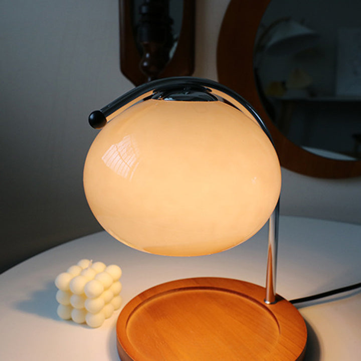 Contemporary Creative Dome Iron Glass Wood 1-Light Melting Wax Table Lamp For Study