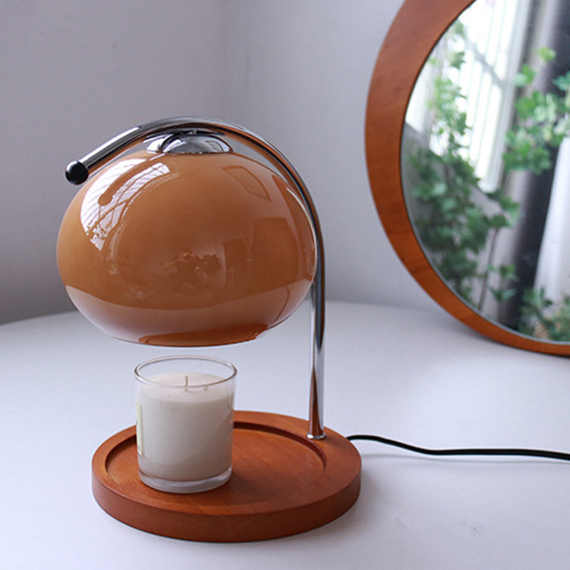 Contemporary Creative Dome Iron Glass Wood 1-Light Melting Wax Table Lamp For Study