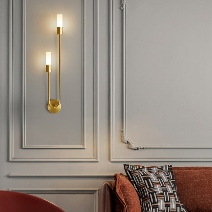 Moderne Übergangssäule Eisen Acryl 2-Licht Wandleuchte Lampe für Wohnzimmer 