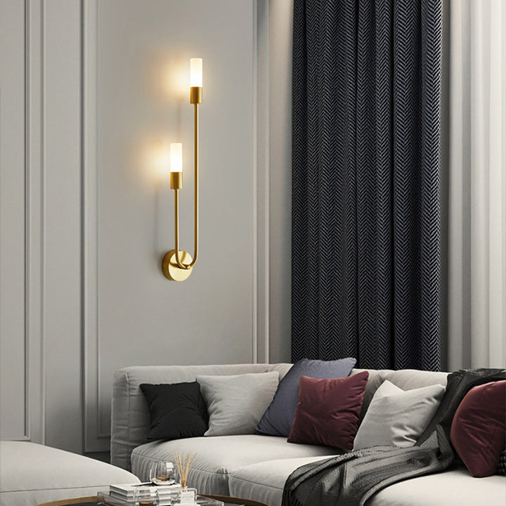 Moderne Übergangssäule Eisen Acryl 2-Licht Wandleuchte Lampe für Wohnzimmer 