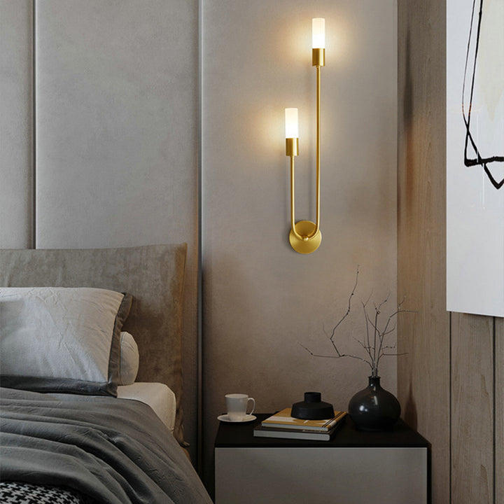 Moderne Übergangssäule Eisen Acryl 2-Licht Wandleuchte Lampe für Wohnzimmer 