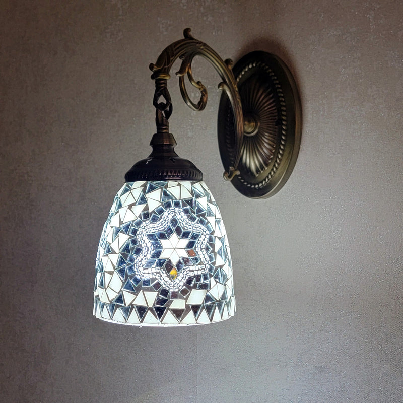 Lámpara de Aplique de Pared de 1 Luz con Cúpula de Vidrio de Hierro Tradicional Tiffany para Sala de Estar 