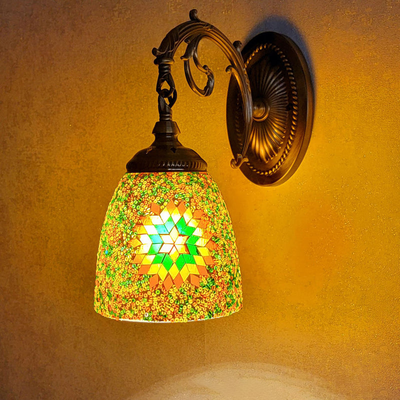 Lámpara de Aplique de Pared de 1 Luz con Cúpula de Vidrio de Hierro Tradicional Tiffany para Sala de Estar 