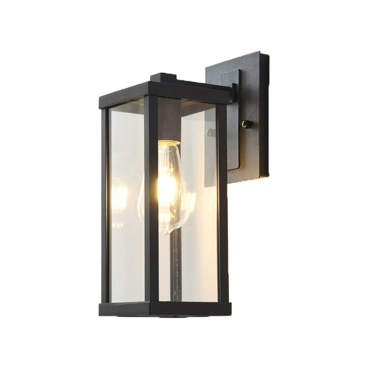 Zeitgenössische industrielle rechteckige Eisenglas-1-Licht-Wandleuchterlampe für Wohnzimmer 