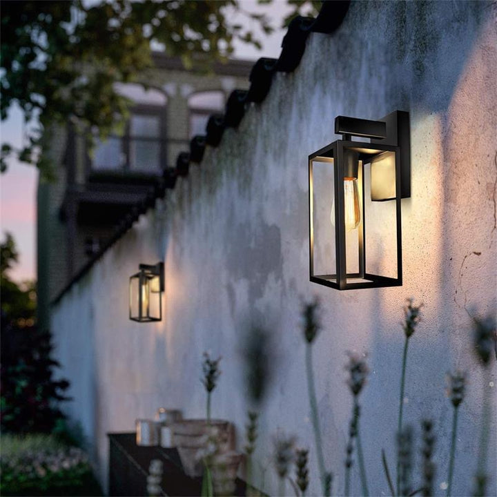 Zeitgenössische industrielle rechteckige Eisenglas-1-Licht-Wandleuchterlampe für Wohnzimmer 