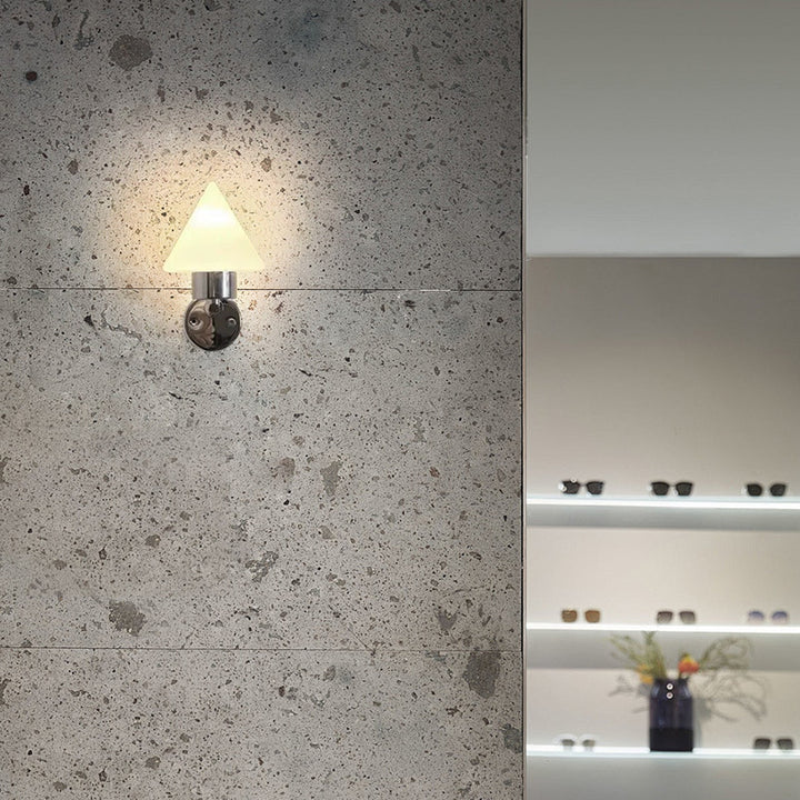 Lámpara de pared contemporánea de vidrio y acero cónico nórdico de 1 luz para sala de estar 