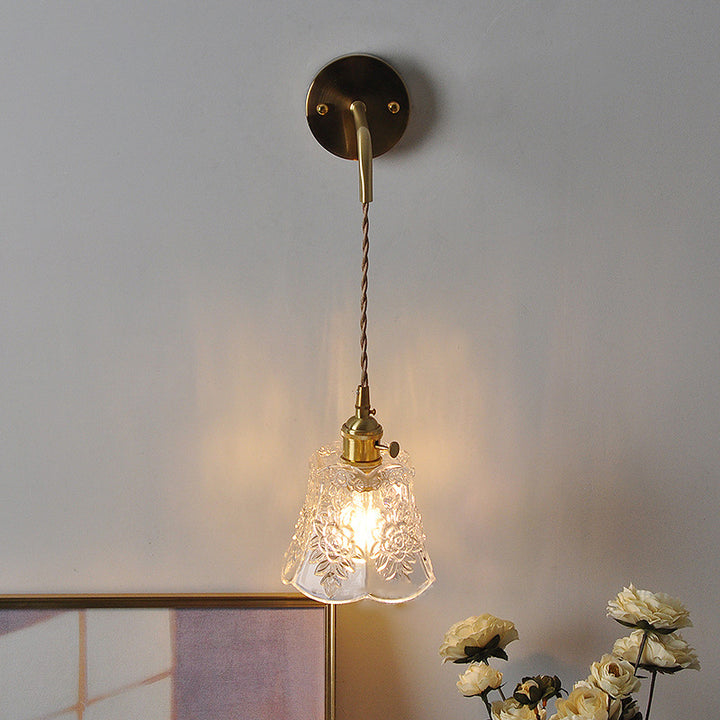 Applique Murale 1 Lumière en Verre Cuivre avec Tambour Japonais Traditionnel pour Salon 