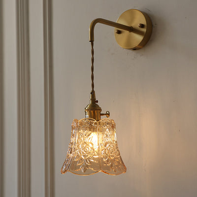 Applique Murale 1 Lumière en Verre Cuivre avec Tambour Japonais Traditionnel pour Salon 