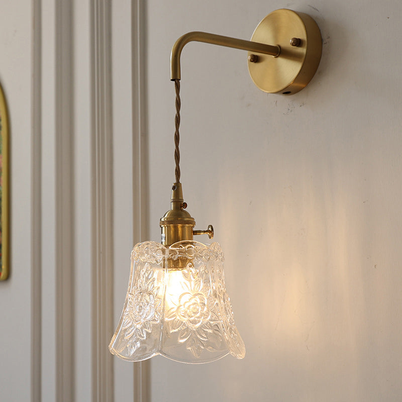 Applique Murale 1 Lumière en Verre Cuivre avec Tambour Japonais Traditionnel pour Salon 
