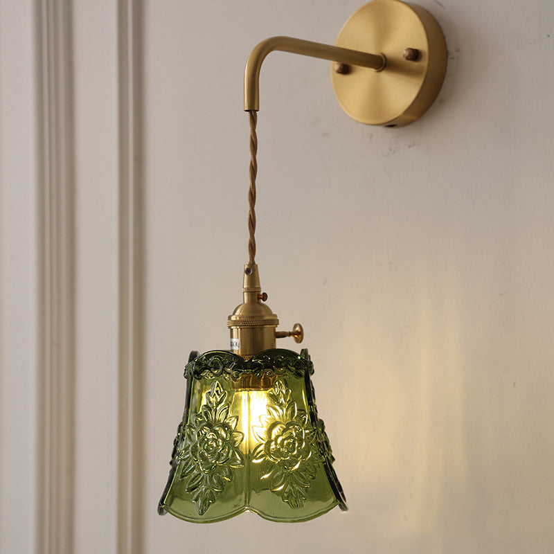 Applique Murale 1 Lumière en Verre Cuivre avec Tambour Japonais Traditionnel pour Salon 