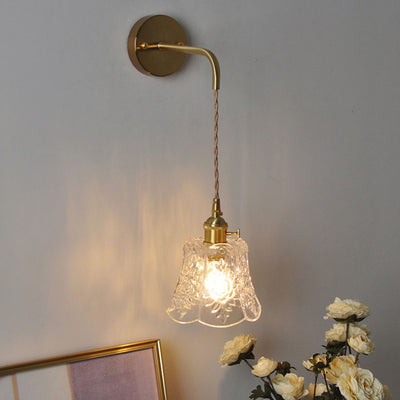Applique Murale 1 Lumière en Verre Cuivre avec Tambour Japonais Traditionnel pour Salon 