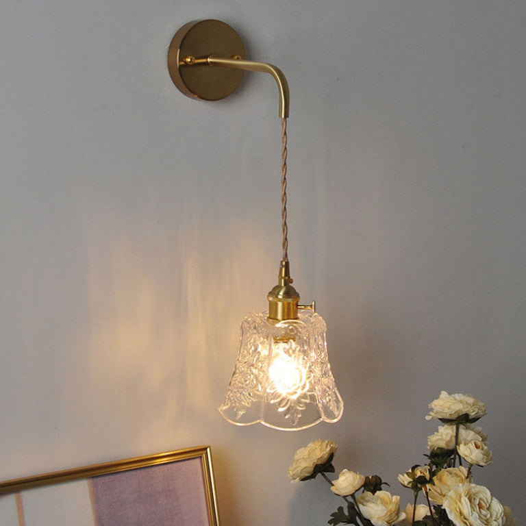 Applique Murale 1 Lumière en Verre Cuivre avec Tambour Japonais Traditionnel pour Salon 