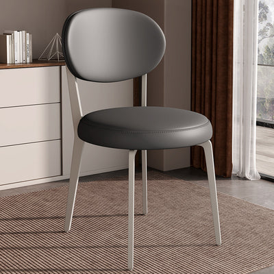 Chaise de salle à manger moderne de luxe en cuir courbé carré avec dossier en acier au carbone sans accoudoirs pour salle à manger 