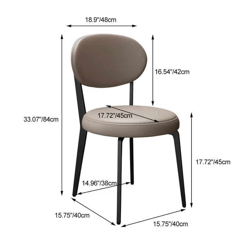 Chaise de salle à manger moderne de luxe en cuir courbé carré avec dossier en acier au carbone sans accoudoirs pour salle à manger 