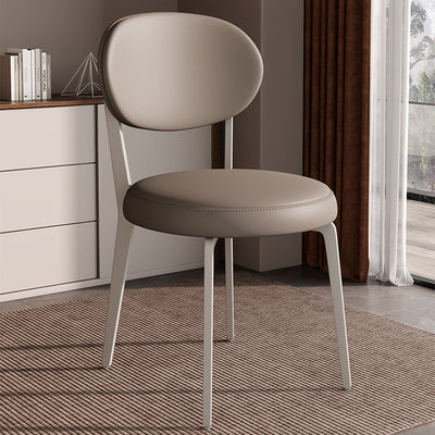 Chaise de salle à manger moderne de luxe en cuir courbé carré avec dossier en acier au carbone sans accoudoirs pour salle à manger 