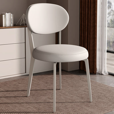Chaise de salle à manger moderne de luxe en cuir courbé carré avec dossier en acier au carbone sans accoudoirs pour salle à manger 