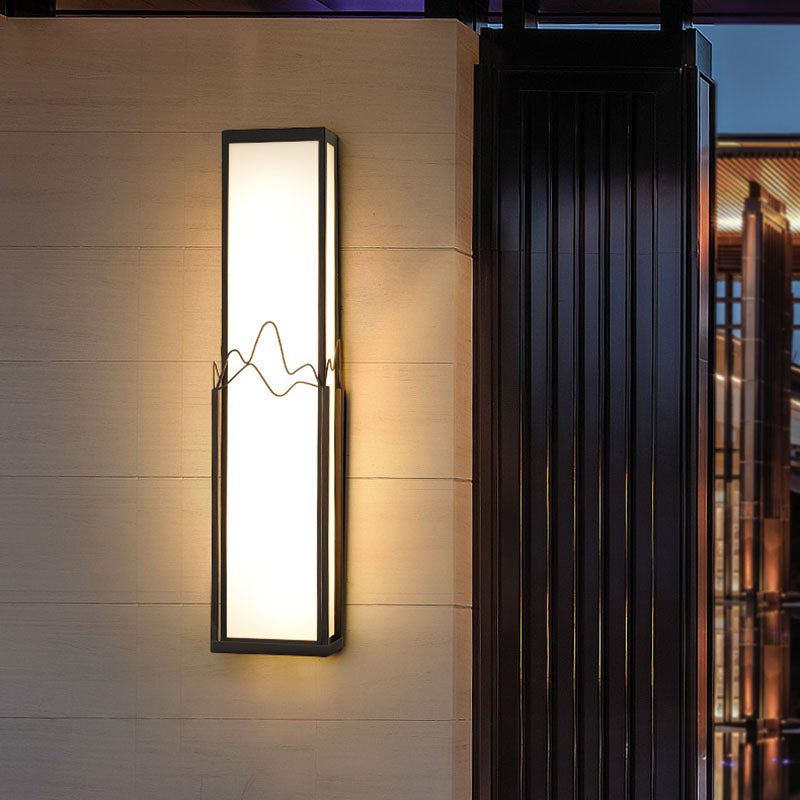 Modern Minimalist Waterproof Stainless Steel Acrylic Rectangular LED Wall Sconce Lamp for Garden