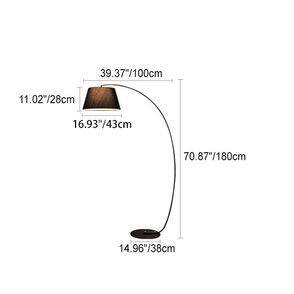 Lámpara de pie moderna de lujo ligero de hierro forjado con cilindro curvado de 1 luz 