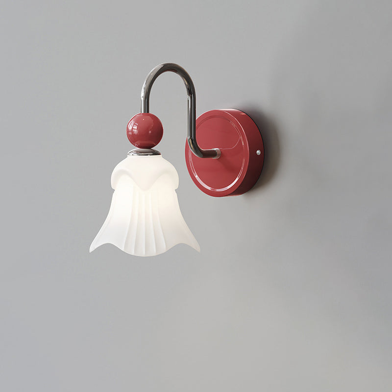 Modern Nordic Simple Iron Glass Flower Shape 1-Light Wall Sconce Lamp
