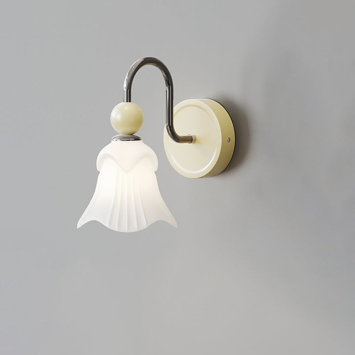 Applique murale 1-lumière en forme de fleur en verre fer simple nordique moderne 