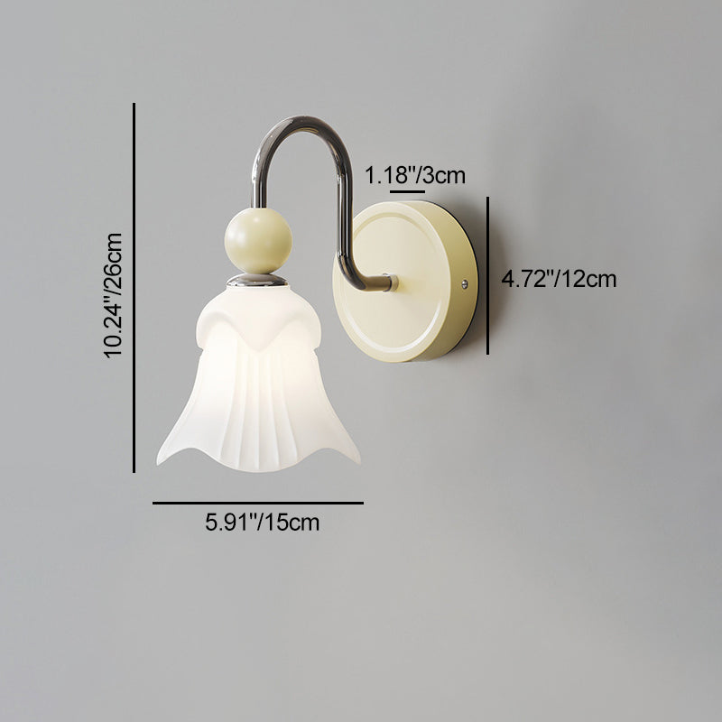 Modern Nordic Simple Iron Glass Flower Shape 1-Light Wall Sconce Lamp