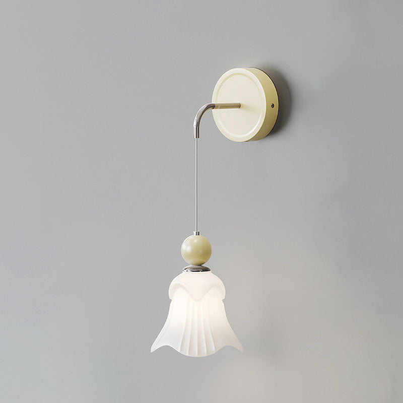 Modern Nordic Simple Iron Glass Flower Shape 1-Light Wall Sconce Lamp