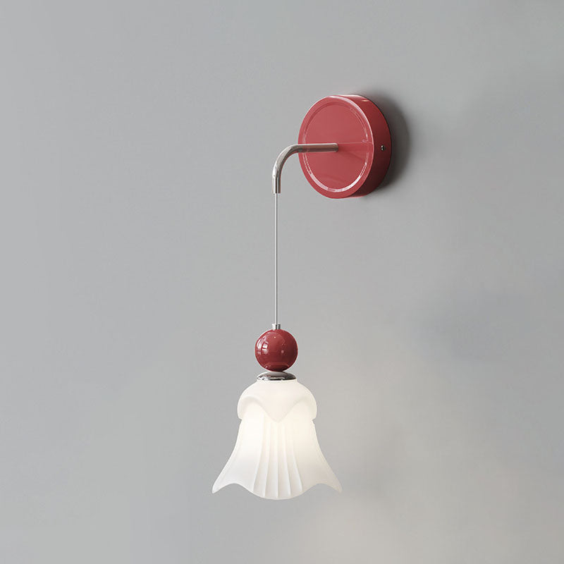Applique murale 1-lumière en forme de fleur en verre fer simple nordique moderne 