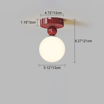 Traditional French Iron Ball Flower Shape 1/2/3-Light Semi-Flush Mount Ceiling Light For Hallway
