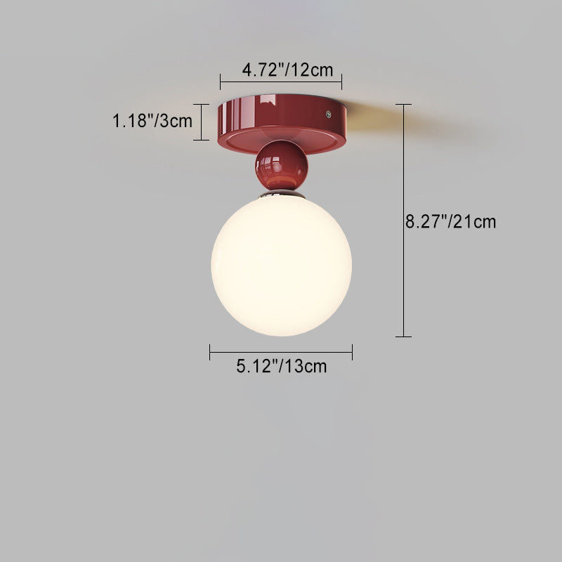 Traditional French Iron Ball Flower Shape 1/2/3-Light Semi-Flush Mount Ceiling Light For Hallway